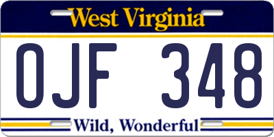 WV license plate OJF348