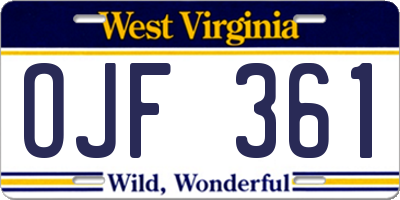 WV license plate OJF361