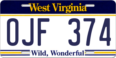 WV license plate OJF374
