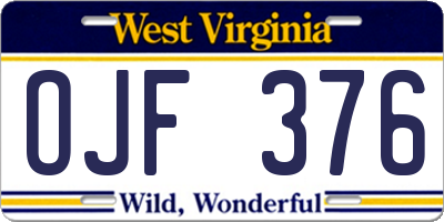 WV license plate OJF376