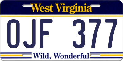 WV license plate OJF377