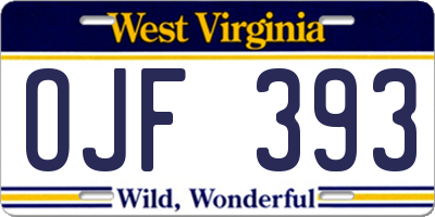 WV license plate OJF393
