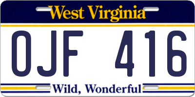 WV license plate OJF416