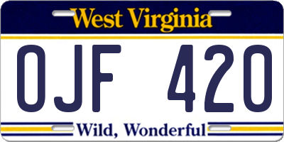 WV license plate OJF420