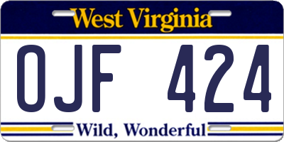 WV license plate OJF424