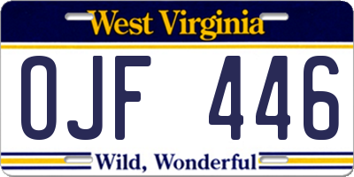 WV license plate OJF446