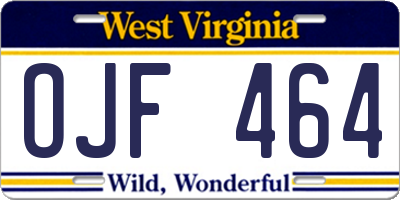 WV license plate OJF464