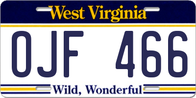 WV license plate OJF466