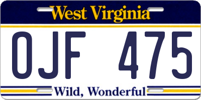 WV license plate OJF475