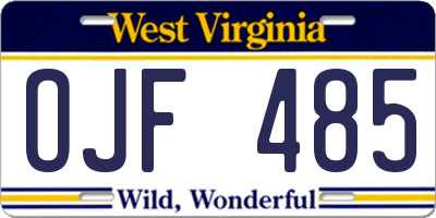 WV license plate OJF485