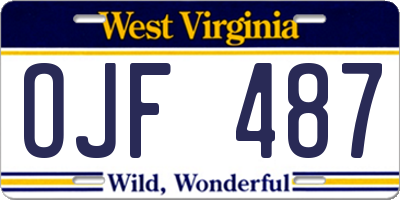 WV license plate OJF487