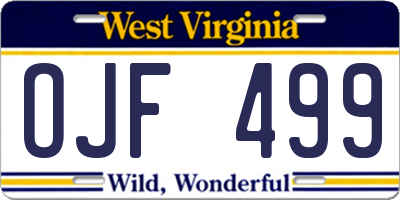 WV license plate OJF499