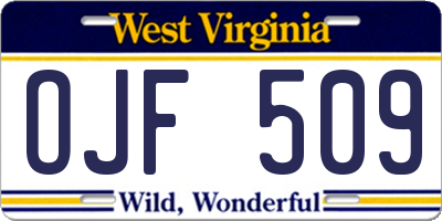 WV license plate OJF509