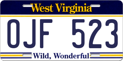 WV license plate OJF523