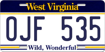 WV license plate OJF535
