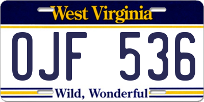 WV license plate OJF536