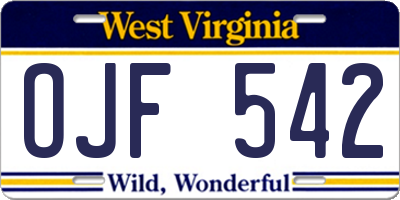WV license plate OJF542