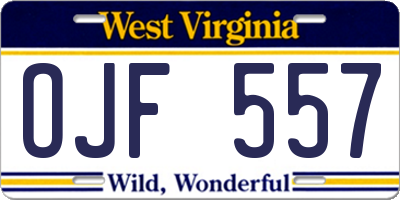 WV license plate OJF557
