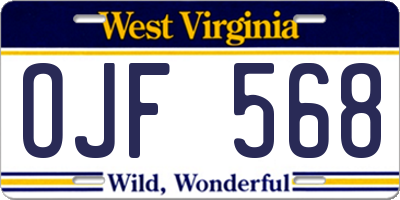 WV license plate OJF568
