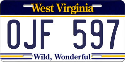 WV license plate OJF597