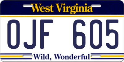 WV license plate OJF605