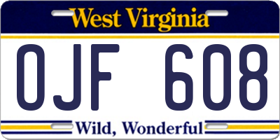 WV license plate OJF608