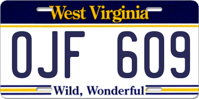 WV license plate OJF609