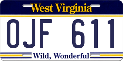 WV license plate OJF611