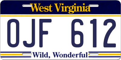 WV license plate OJF612