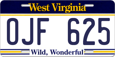 WV license plate OJF625