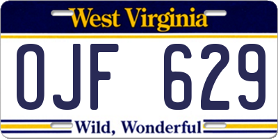 WV license plate OJF629
