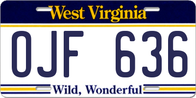 WV license plate OJF636