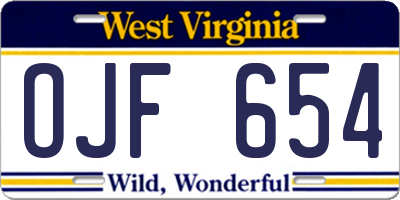WV license plate OJF654