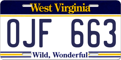 WV license plate OJF663