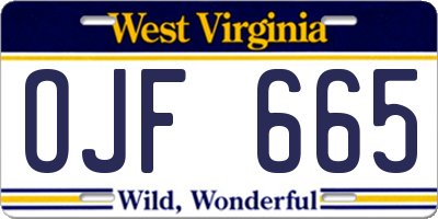WV license plate OJF665