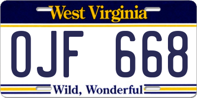 WV license plate OJF668