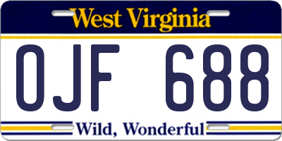 WV license plate OJF688