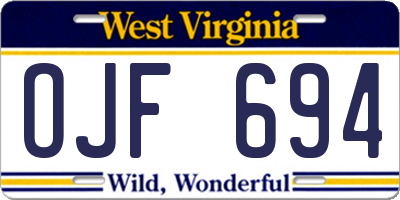 WV license plate OJF694
