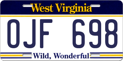 WV license plate OJF698