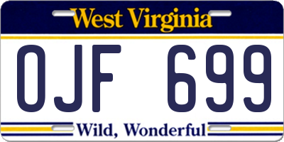 WV license plate OJF699