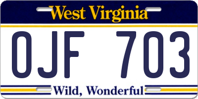 WV license plate OJF703