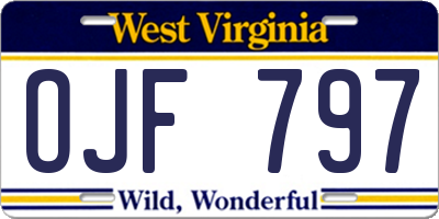 WV license plate OJF797
