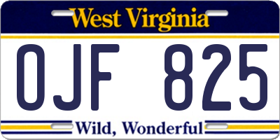 WV license plate OJF825