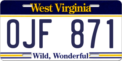 WV license plate OJF871