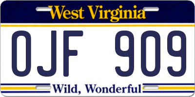 WV license plate OJF909