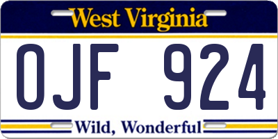 WV license plate OJF924