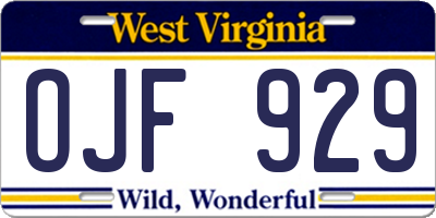 WV license plate OJF929