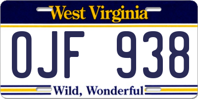 WV license plate OJF938