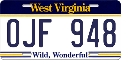 WV license plate OJF948