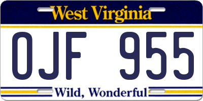 WV license plate OJF955